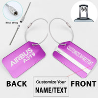 Thumbnail for Airbus A319 & Text Designed Fashion Metal Luggage Tags
