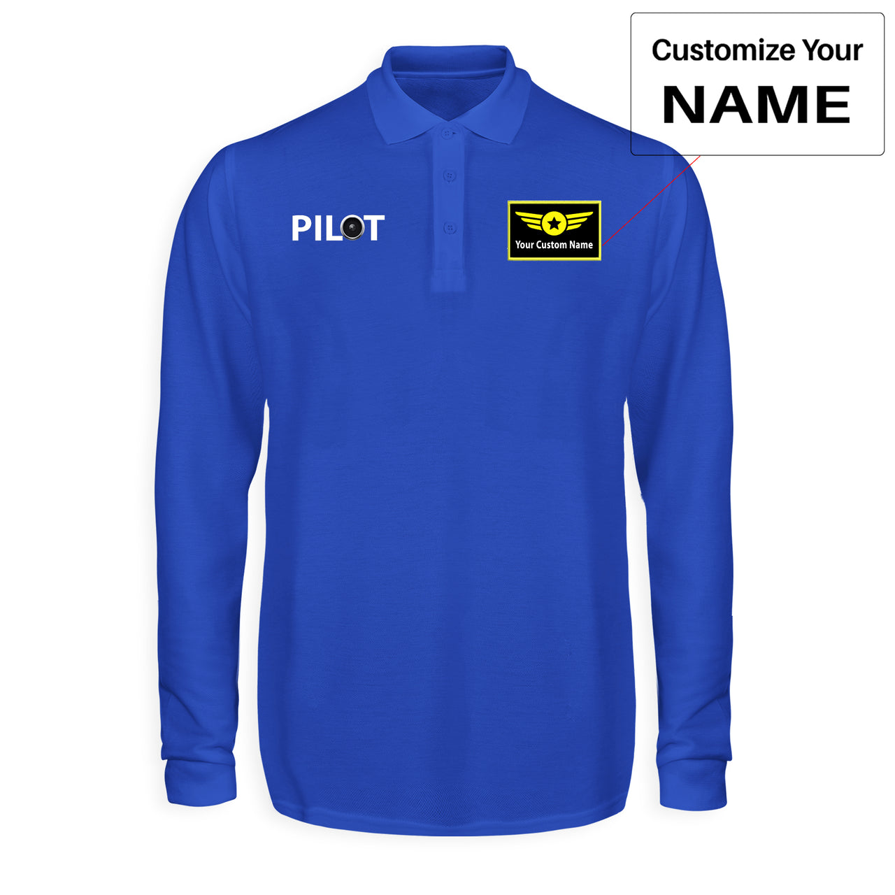 Pilot & Jet Engine Designed Long Sleeve Polo T-Shirts
