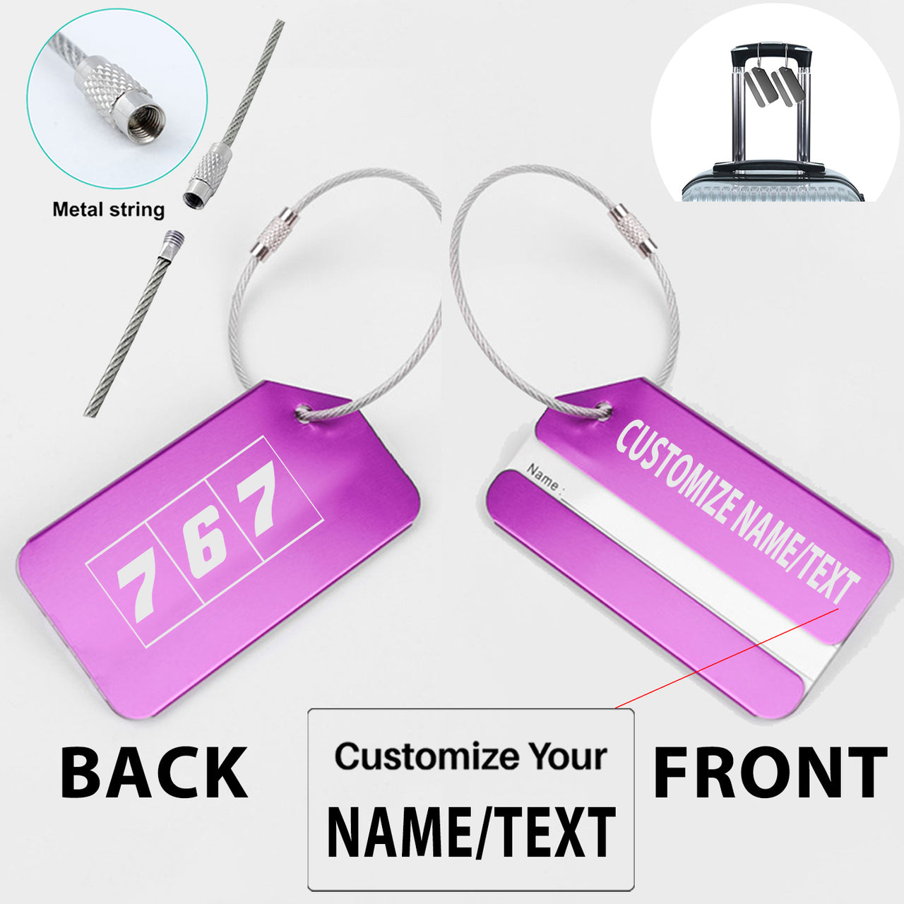 Flat Colourful 767 Designed Fashion Metal Luggage Tags
