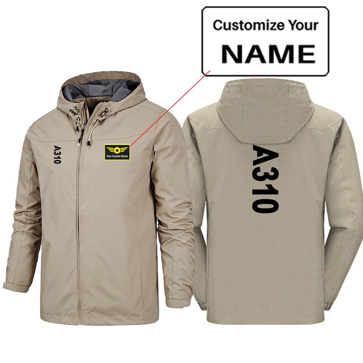 A310 Text Designed Rain Jackets & Windbreakers