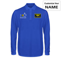 Thumbnail for I Like Aviation Designed Long Sleeve Polo T-Shirts