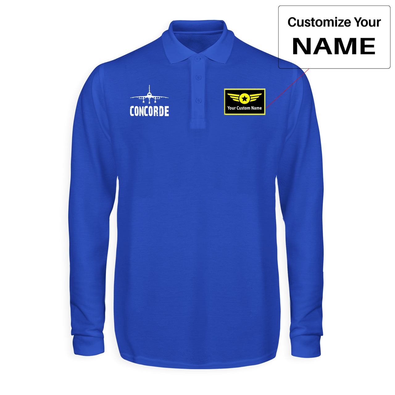 Concorde & Plane Designed Long Sleeve Polo T-Shirts
