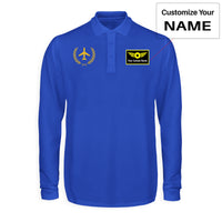 Thumbnail for Leaf & Airplane Designed Long Sleeve Polo T-Shirts