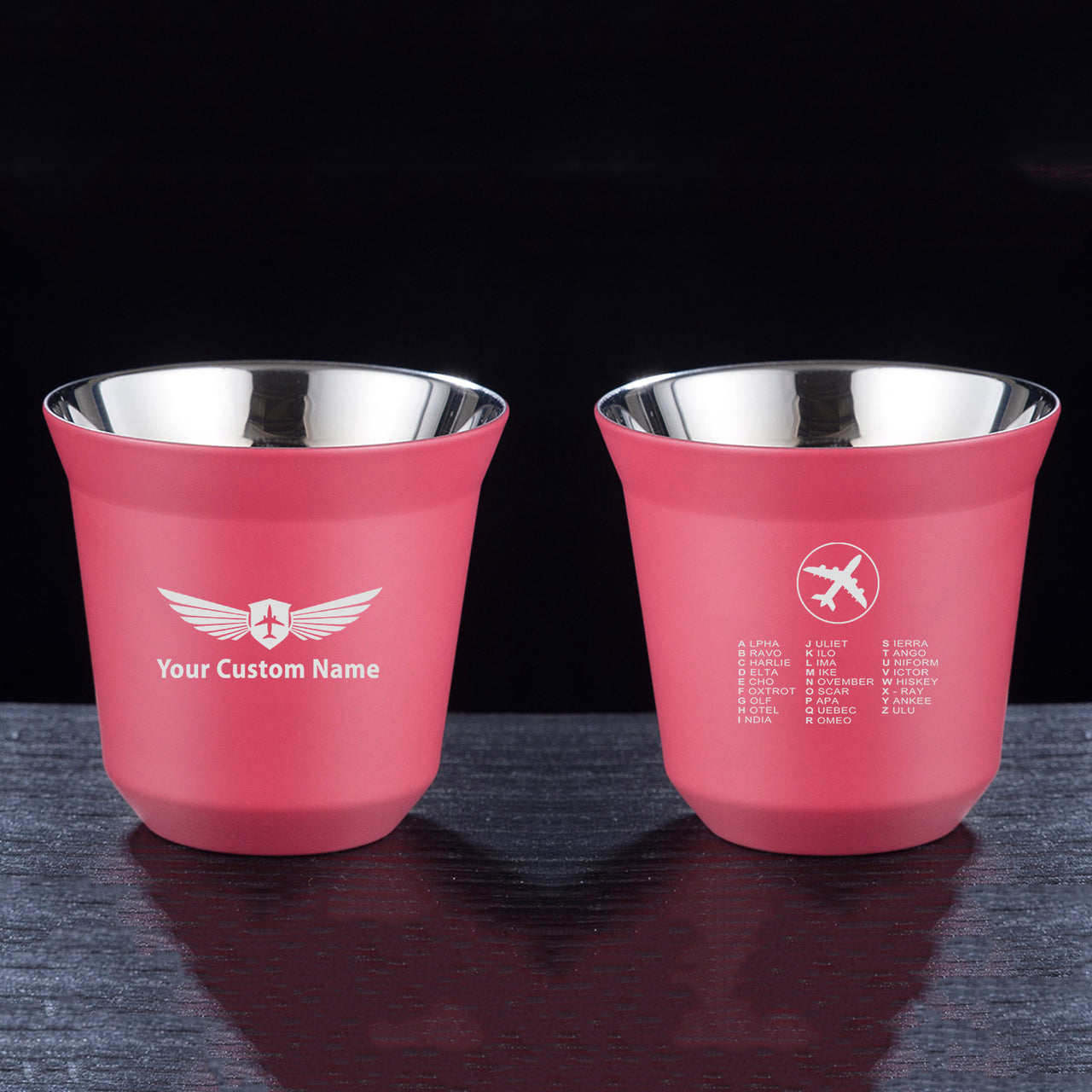 Aviation Alphabet 2 Designed Double Wall Stainless Steel Coffee Mugs