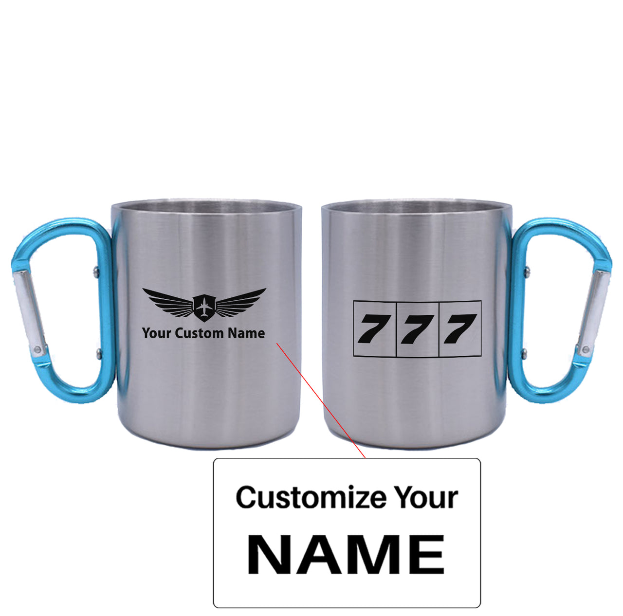 Flat Colourful 777 Designed Stainless Steel Outdoors Mugs