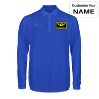 Thumbnail for Aviation Heartbeats Designed Long Sleeve Polo T-Shirts