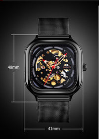 Thumbnail for Fully Automatic Mechanical Watch Waterproof Square Stainless Steel Mesh Strap