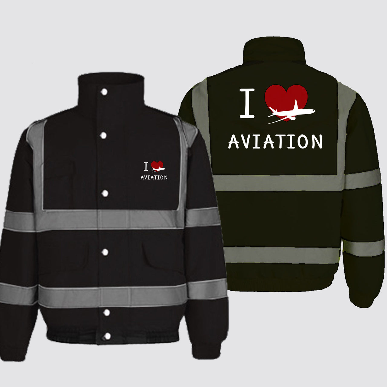 I Love Aviation Designed Reflective Winter Jackets