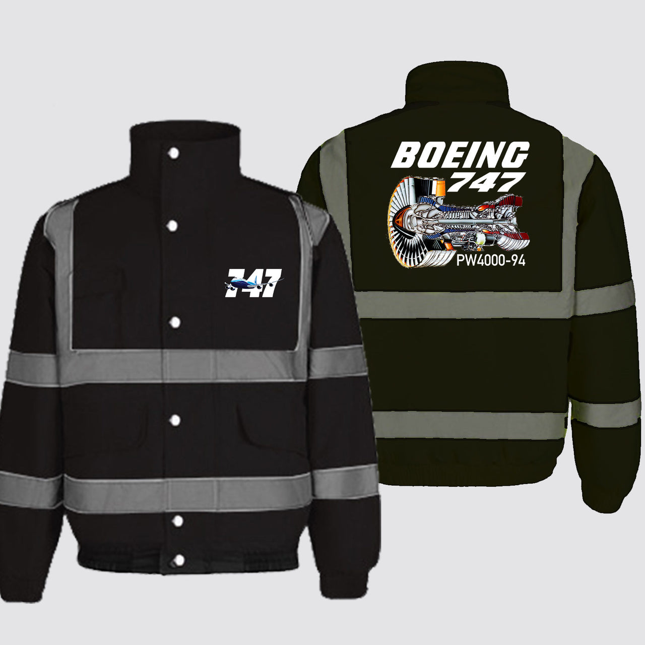 Boeing 747 & PW4000-94 Engine Designed Reflective Winter Jackets