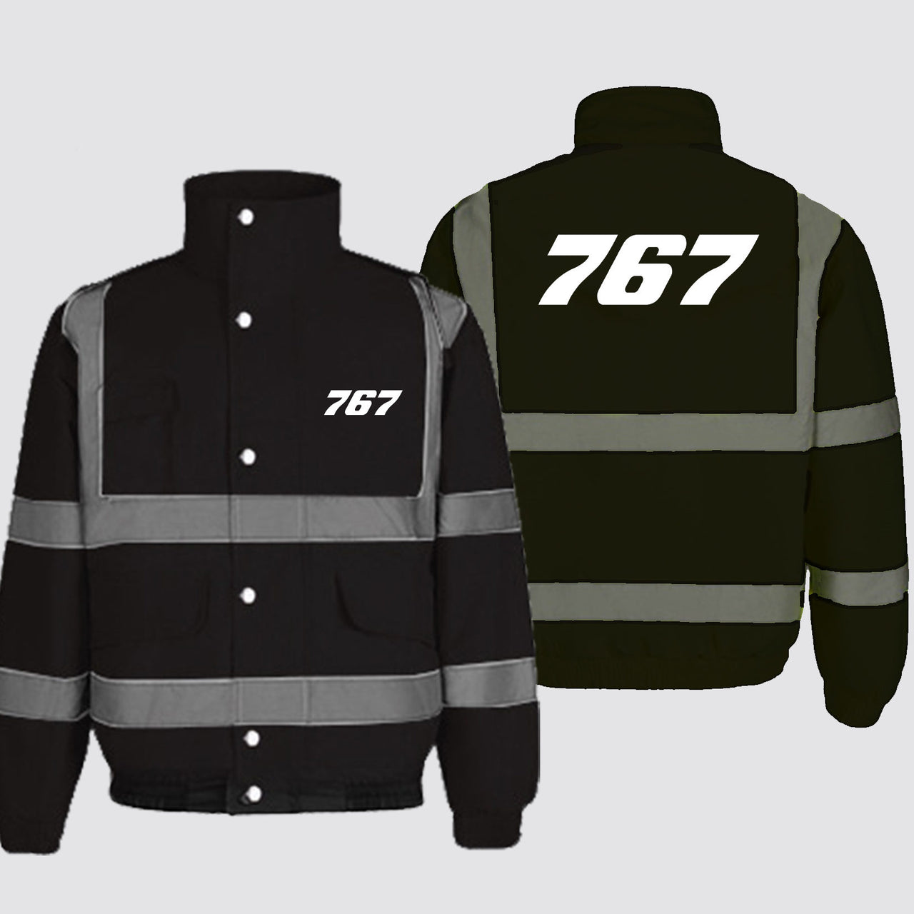 767 Flat Text Designed Reflective Winter Jackets