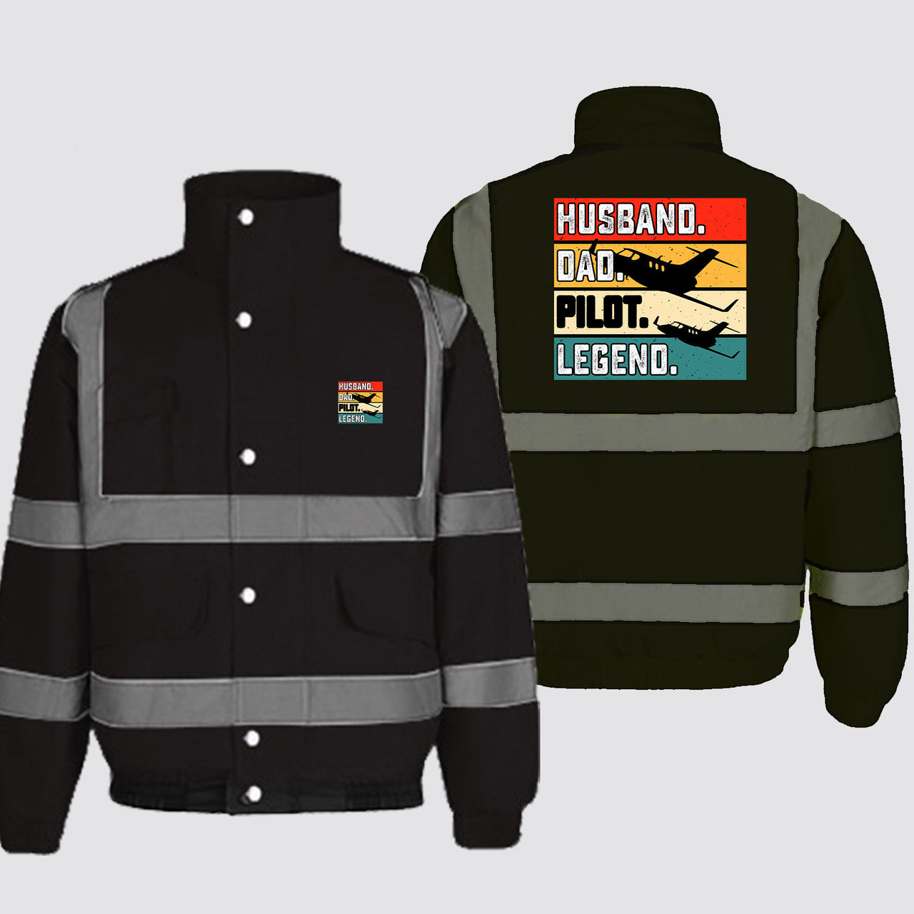 Husband & Dad & Pilot & Legend Designed Reflective Winter Jackets