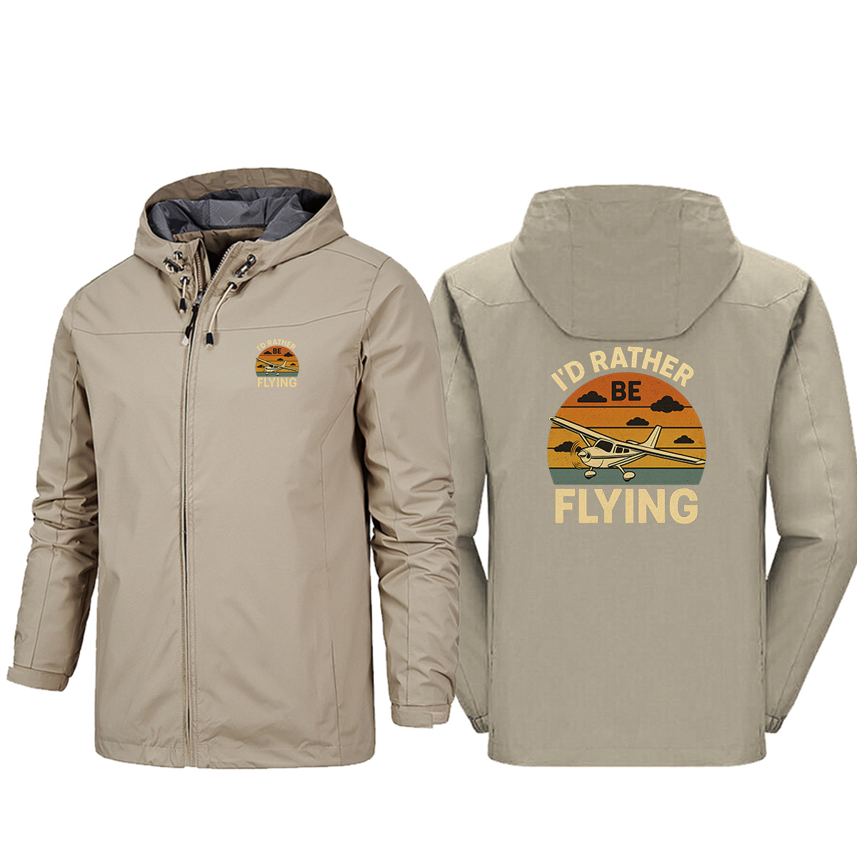 Retro I'D Rather Be Flying Designed Rain Jackets & Windbreakers