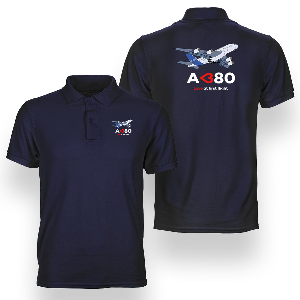 Airbus A380 Love at first flight Designed Double Side Polo T-Shirts