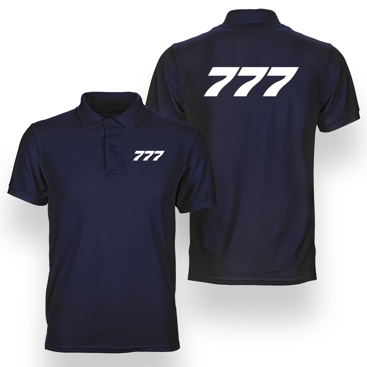 777 Flat Text Designed Double Side Polo T-Shirts
