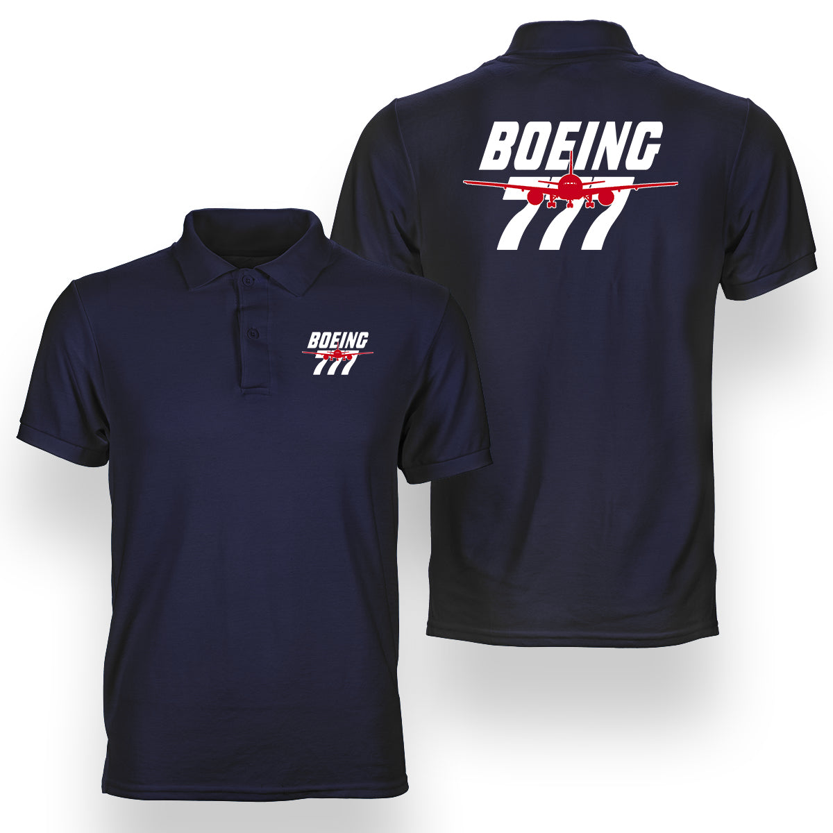 Amazing Boeing 777 Designed Double Side Polo T-Shirts