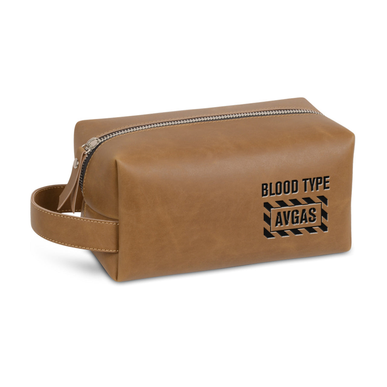 Blood Type AVGAS Designed Leather Clutch Toiletry Bag