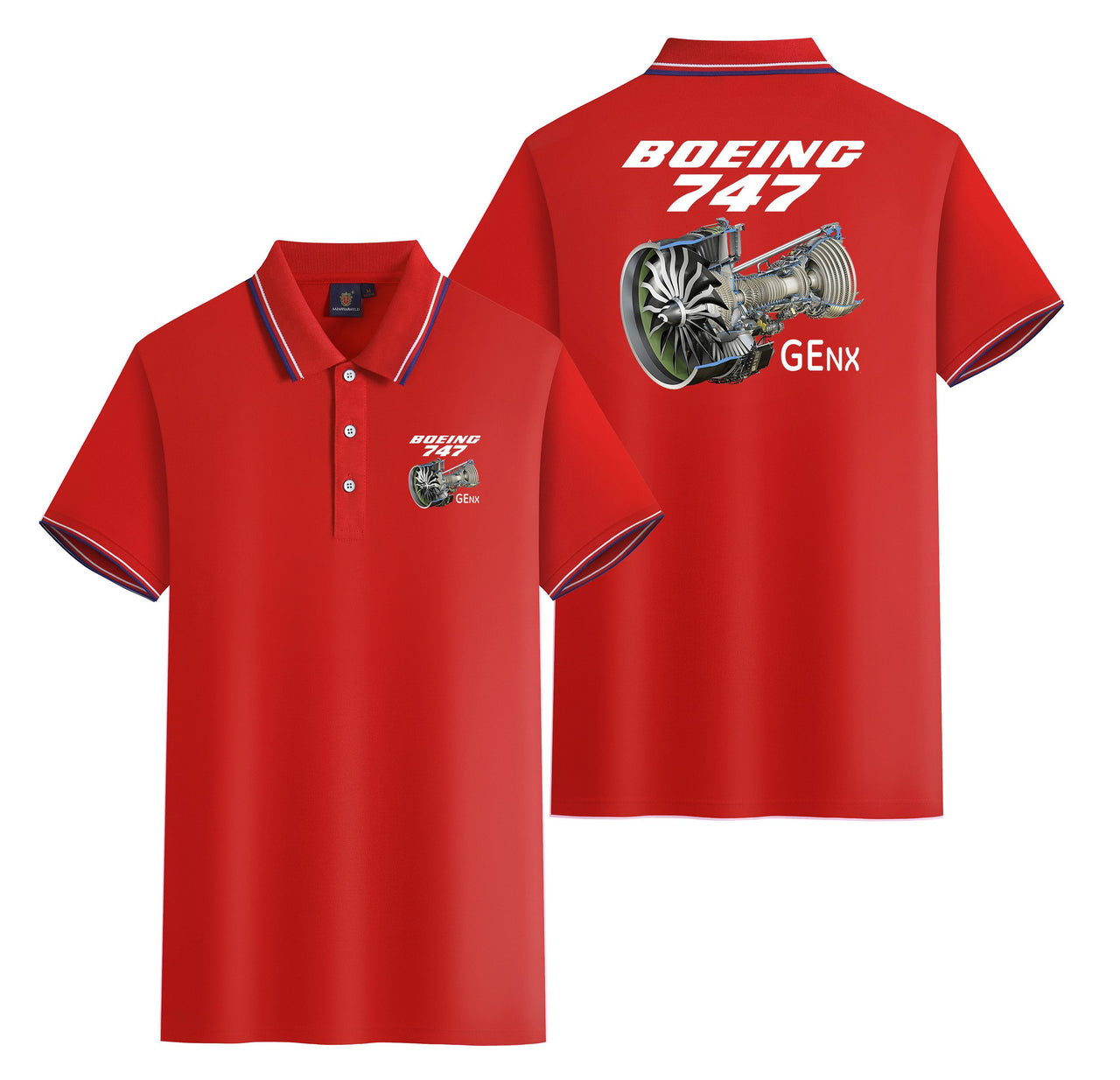 Boeing 747 & GENX Engine Designed Stylish Polo T-Shirts (Double-Side)
