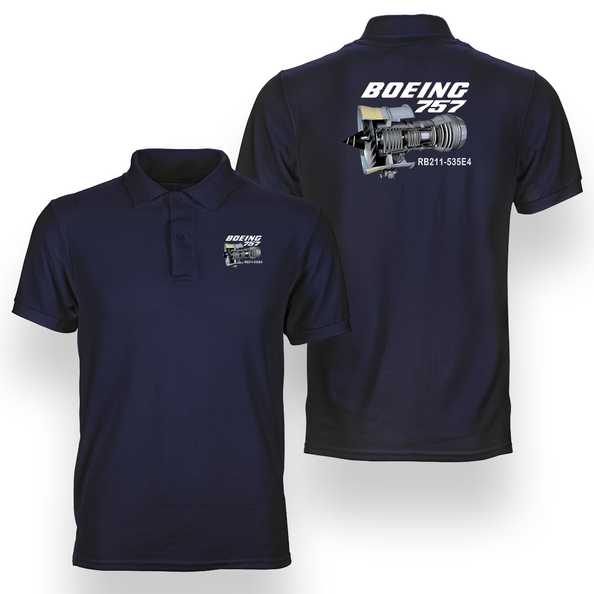 Boeing 757 & Rolls Royce Engine (RB211) Designed Double Side Polo T-Shirts