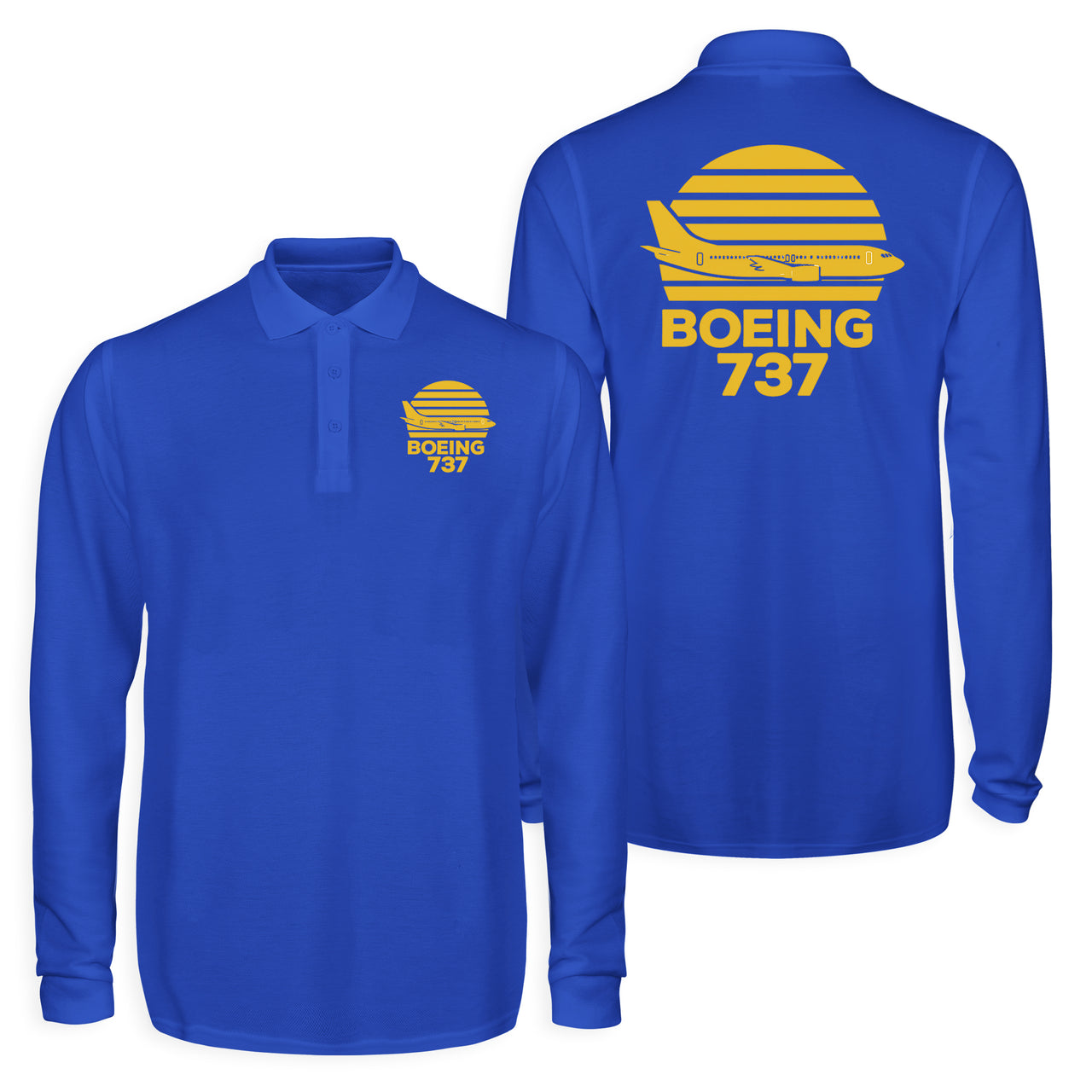 Retro Boeing 737 Designed Long Sleeve Polo T-Shirts (Double-Side)