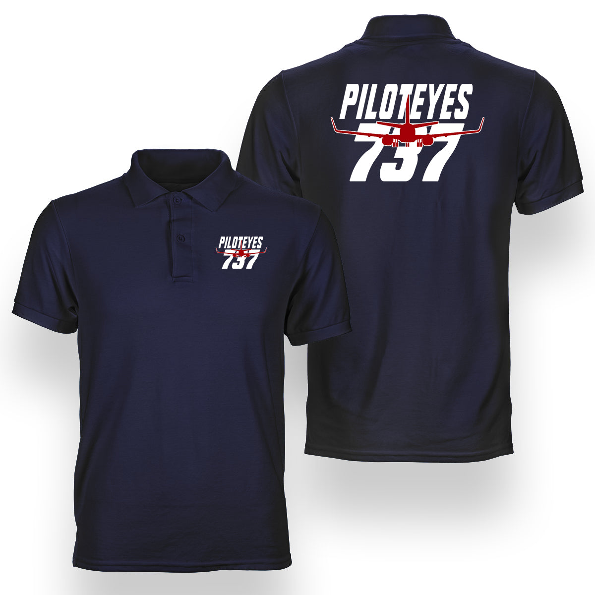 Amazing Piloteyes737 Designed Double Side Polo T-Shirts