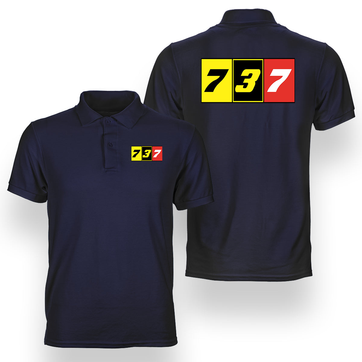 Flat Colourful 737 Designed Double Side Polo T-Shirts