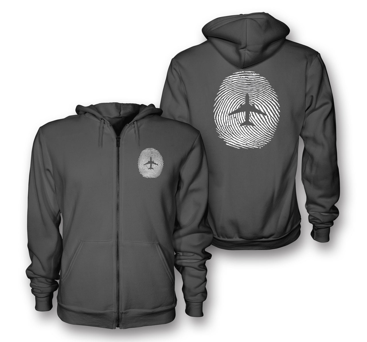 Aviation Finger Print Designed Zipped Hoodies