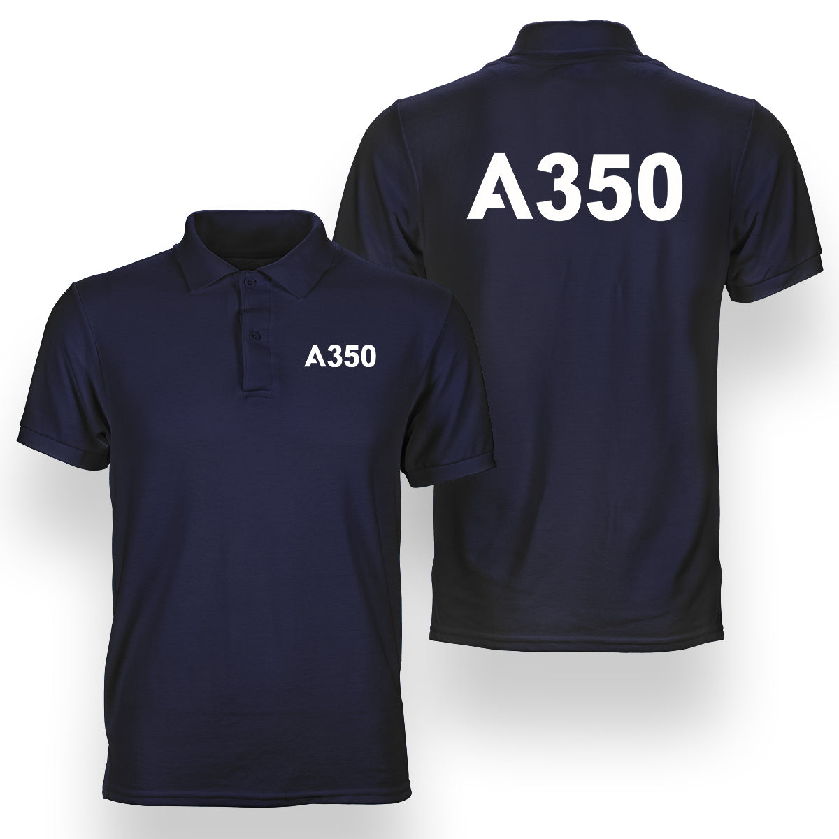 A350 Flat Text Designed Double Side Polo T-Shirts