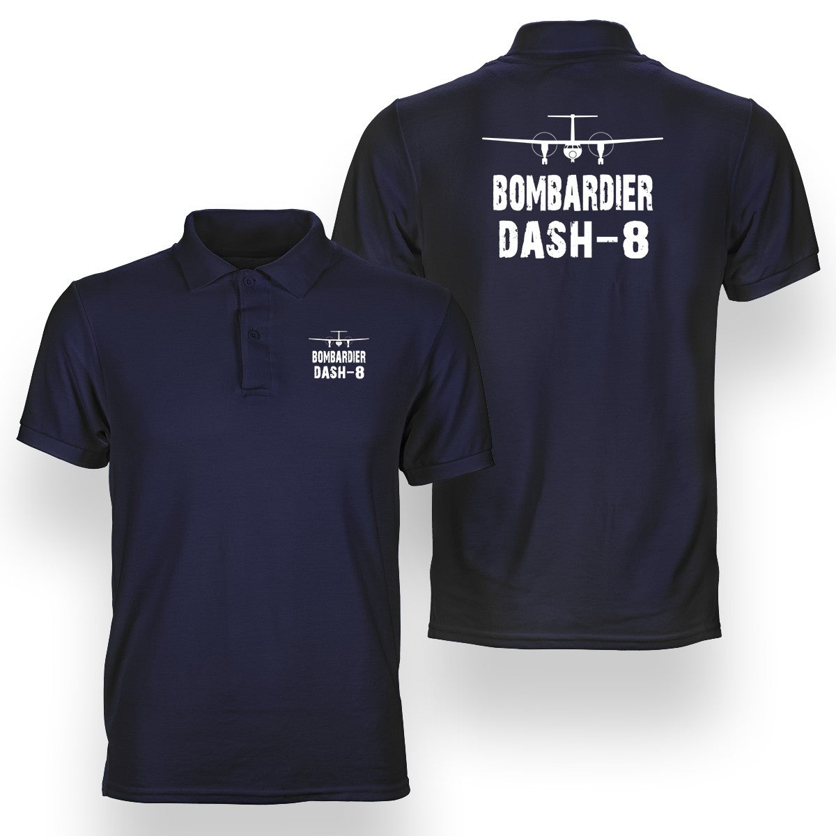 Bombardier Dash-8 & Plane Designed Double Side Polo T-Shirts