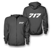Thumbnail for 717 Flat Text Designed Zipped Hoodies - view 12