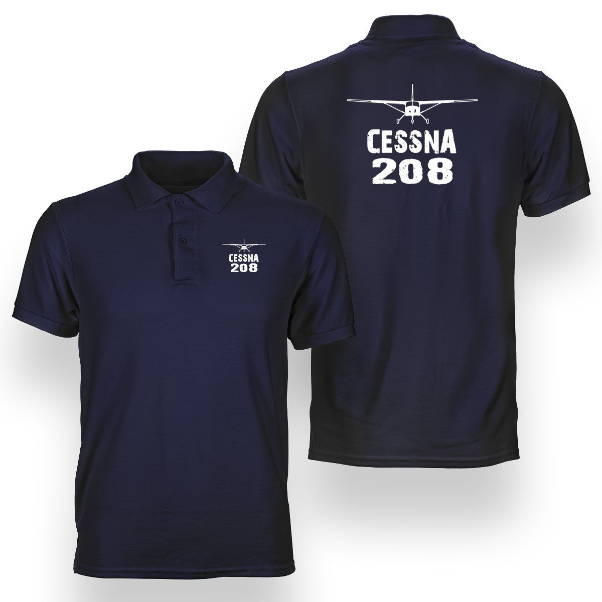 Cessna 208 & Plane Designed Double Side Polo T-Shirts