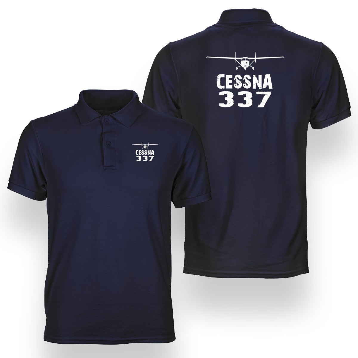 Cessna 337 & Plane Designed Double Side Polo T-Shirts