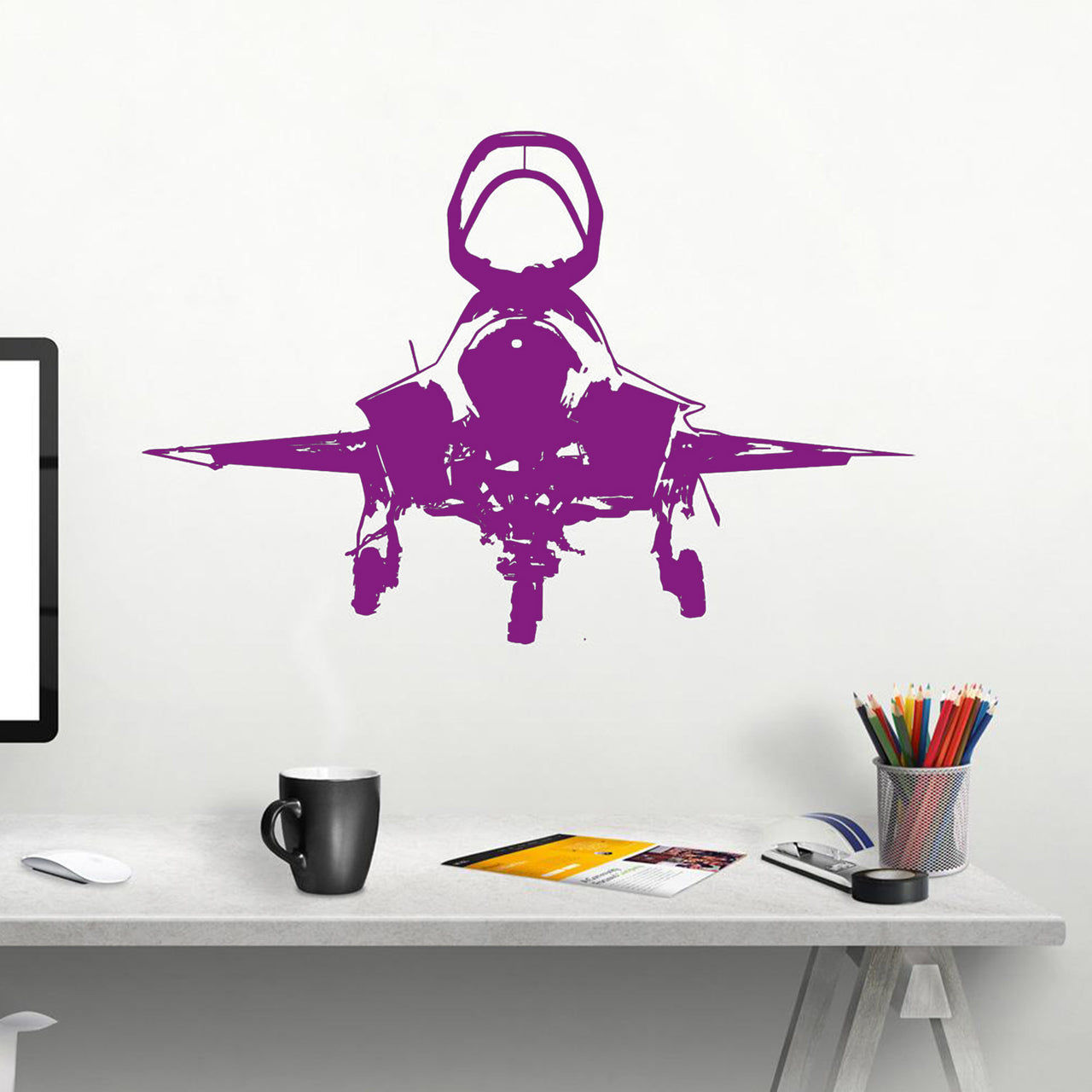 Face to Face with Fighter Jet 35 Designed Wall Sticker