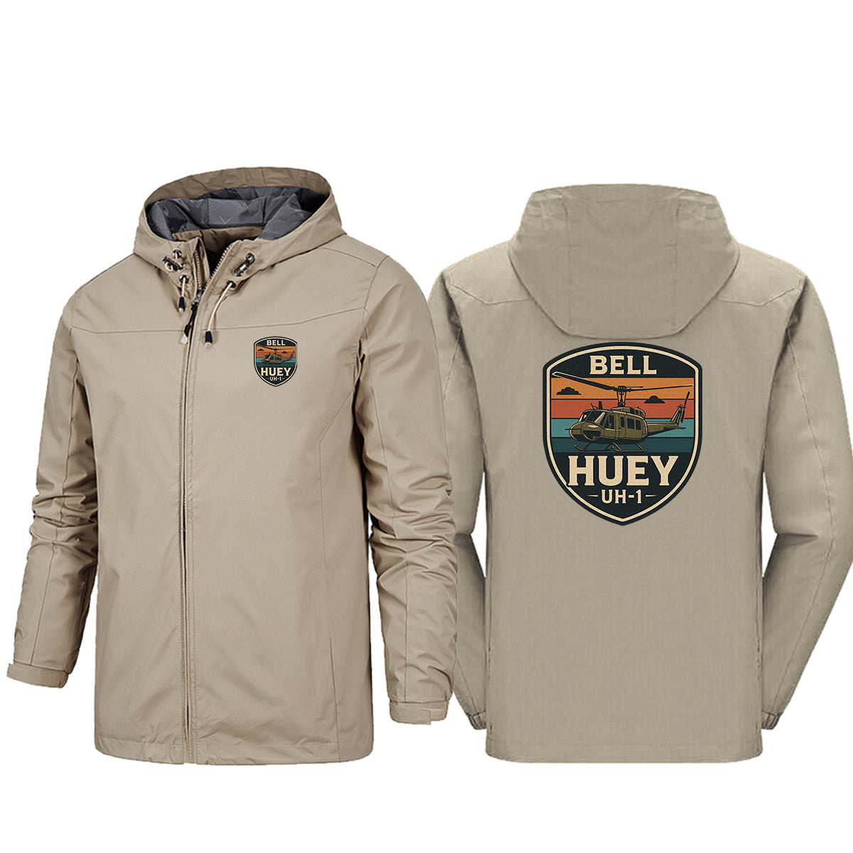Retro BELL HUEY UH-1 Designed Rain Jackets & Windbreakers