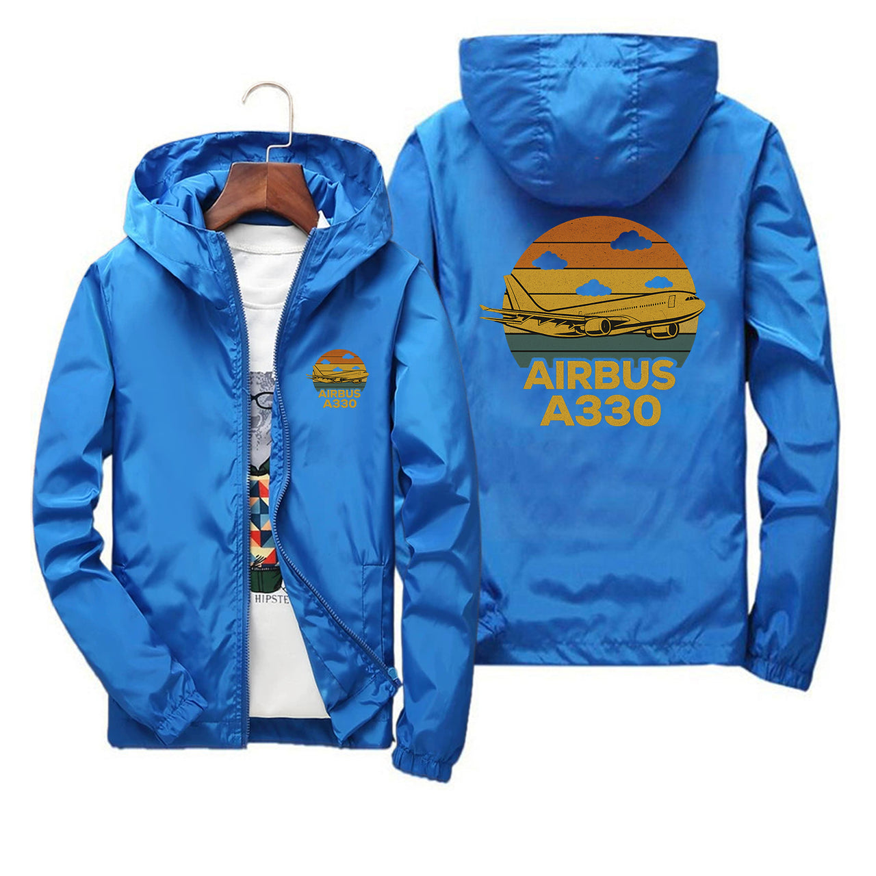 Retro Airbus A330 Designed Thin Windbreaker Jackets