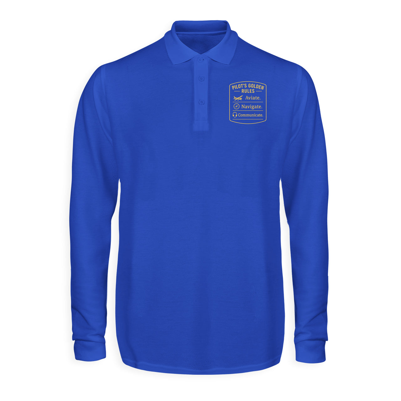 Pilot's Golden Rules Designed Long Sleeve Polo T-Shirts