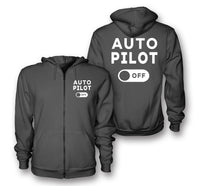 Thumbnail for Auto Pilot Off Designed Zipped Hoodies