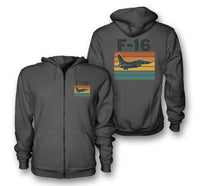 Thumbnail for Retro Fighter Jet F16 Designed Zipped Hoodies