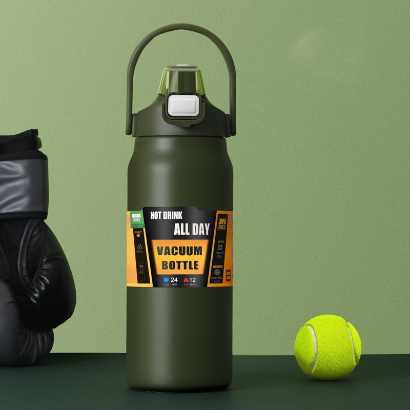 Portable Thermos with Straw Outdoor Sport 304 Stainless Steel Thermal Mug Tumbler Travel Outdoor Vacuum Flasks Hot Water Bottle