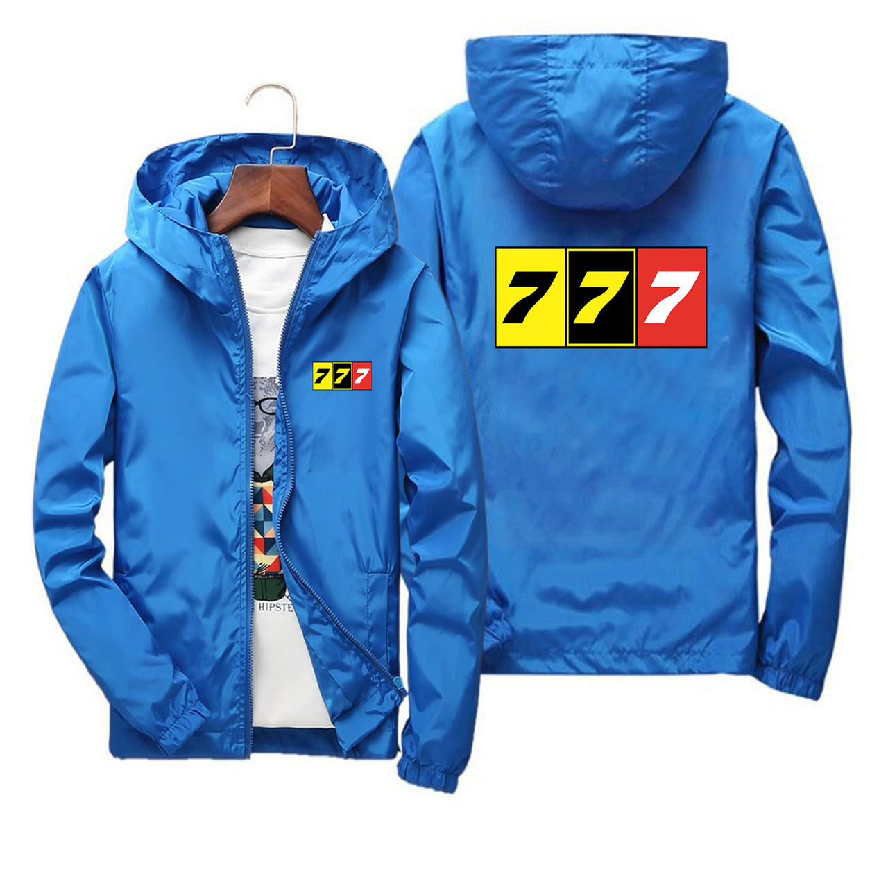 Flat Colourful 777 Designed Thin Windbreaker Jackets