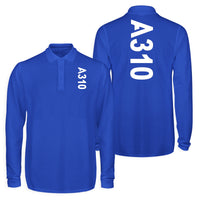 Thumbnail for A310 Text Designed Long Sleeve Polo T-Shirts (Double-Side)