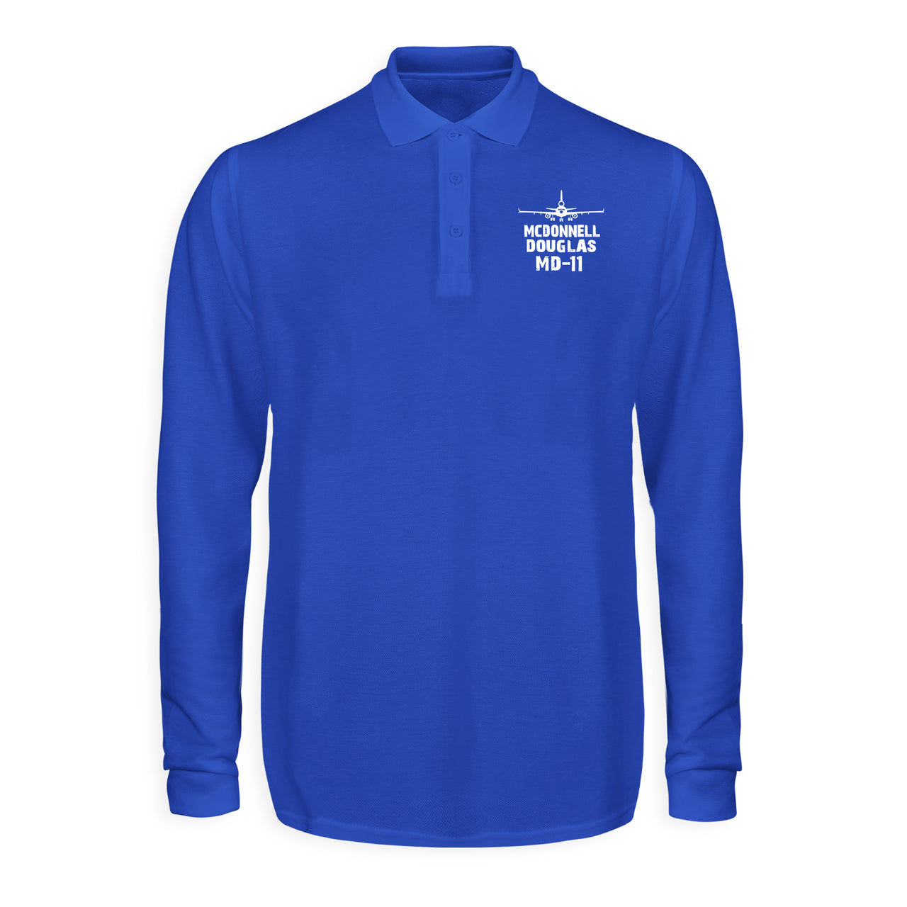 McDonnell Douglas MD-11 & Plane Designed Long Sleeve Polo T-Shirts