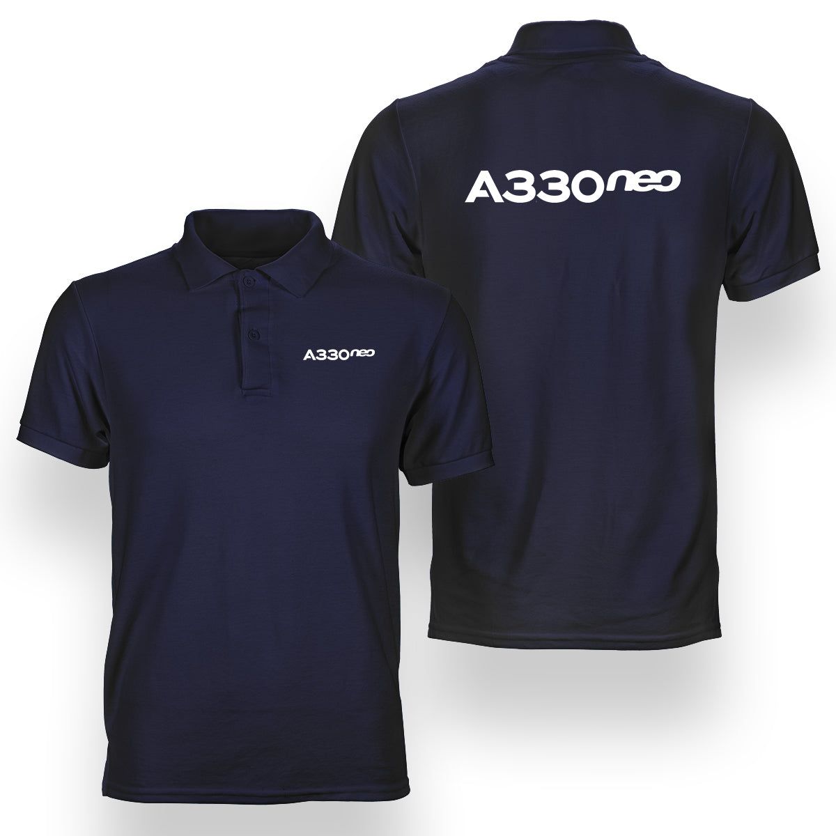 A330neo & Text Designed Double Side Polo T-Shirts