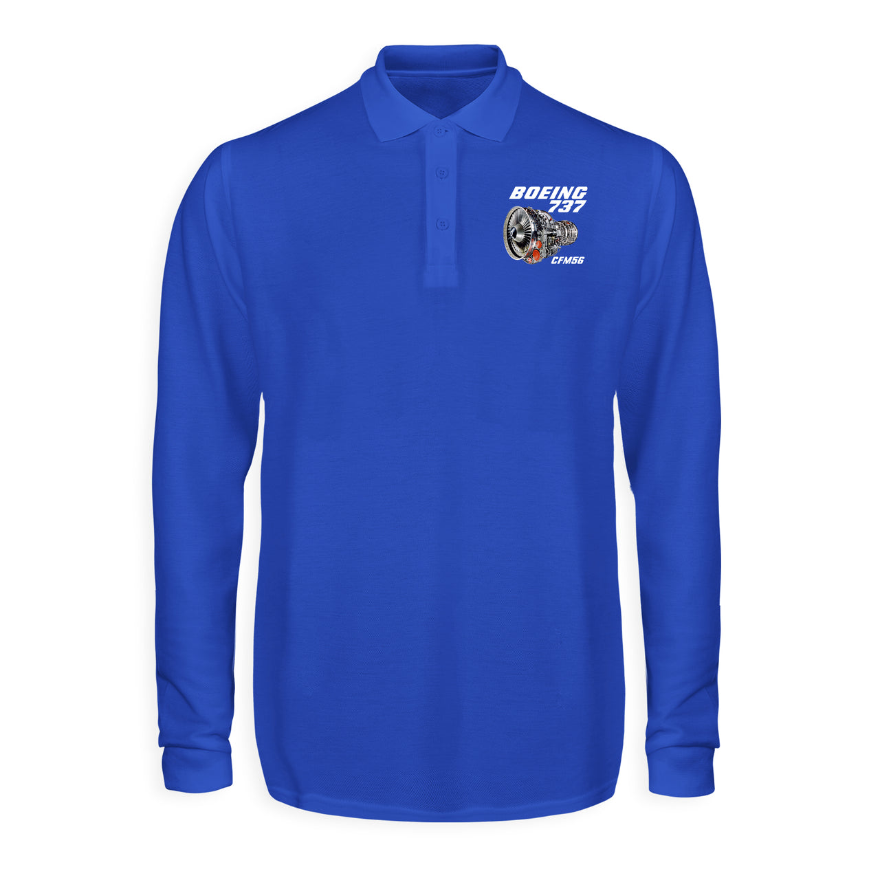 Boeing 737 Engine & CFM56 Designed Long Sleeve Polo T-Shirts