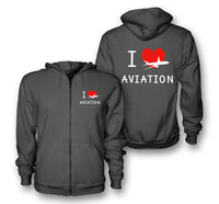 Thumbnail for I Love Aviation Designed Zipped Hoodies