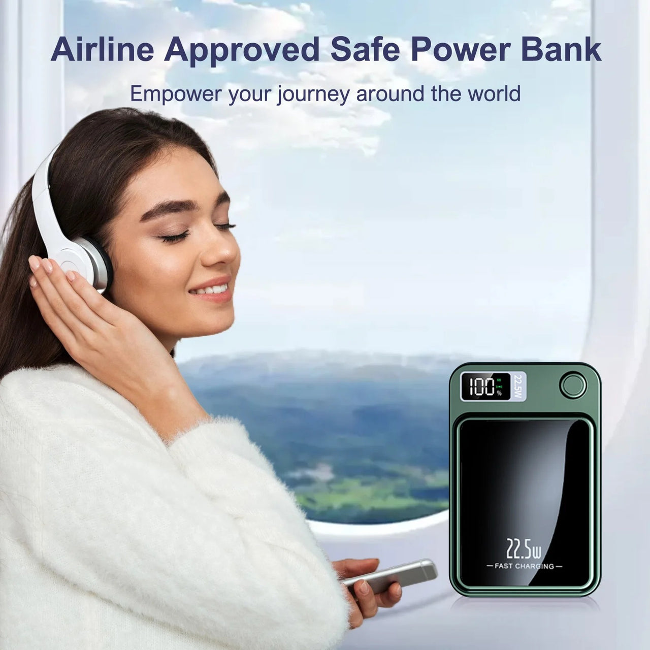 10000mAh Magnetic Wireless Power Bank: 22.5W USB-C, Foldable Stand, LED Display