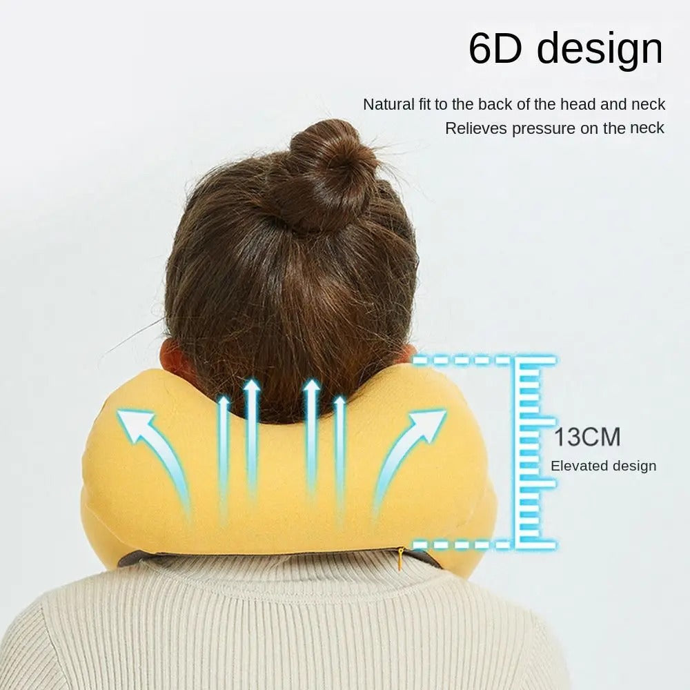 Elastic Foldable Inflatable U-Shaped Neck Pillow for Airplanes