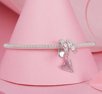 Thumbnail for 925 Silver Pink Paper Airplane Love Letter Bracelet