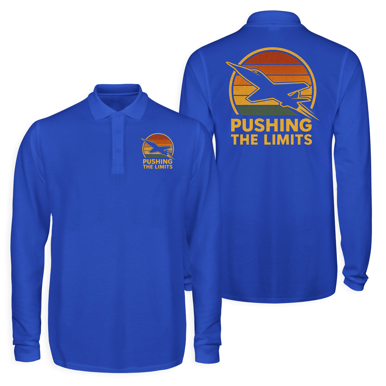 Pushing The Limits Retro Designed Long Sleeve Polo T-Shirts (Double-Side)