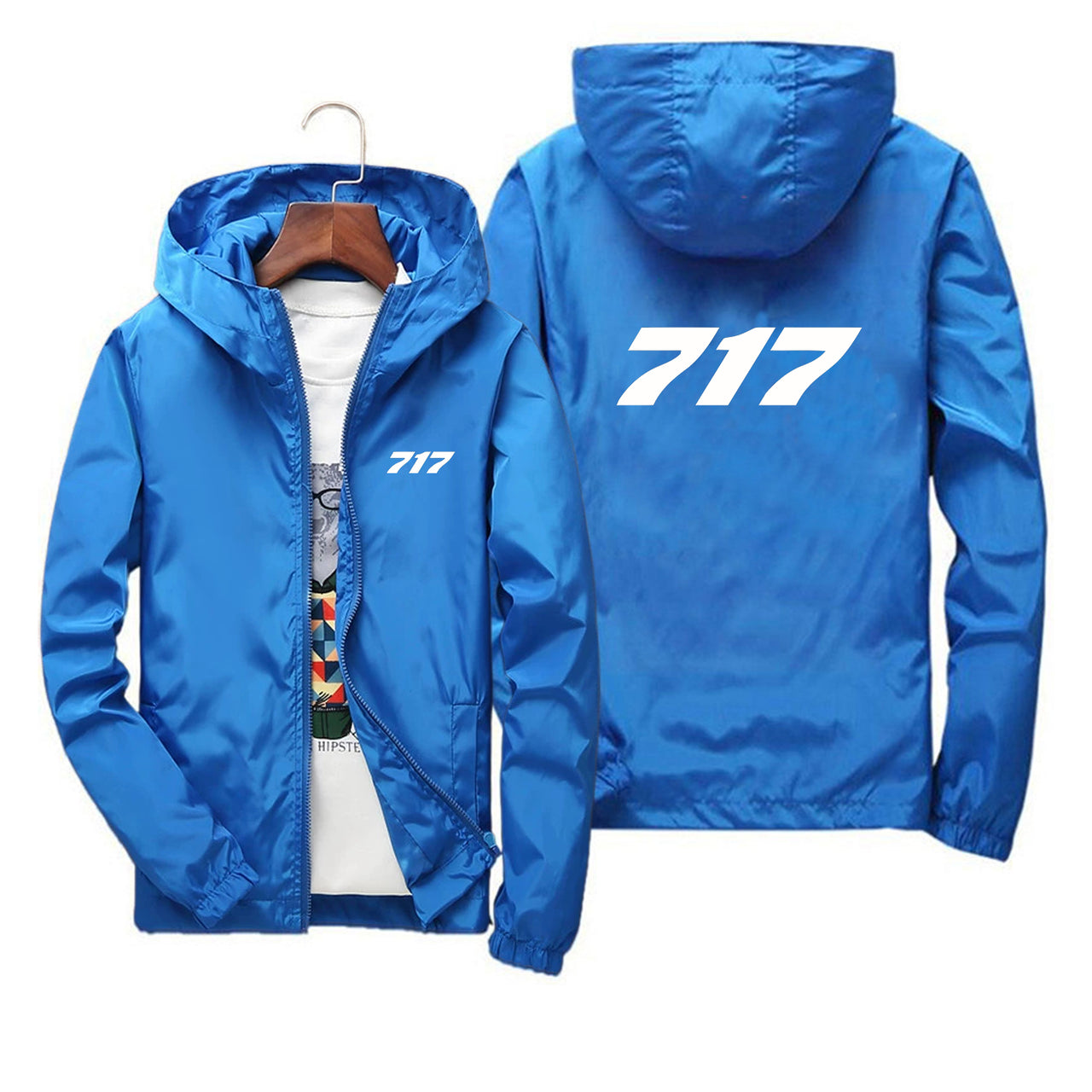 717 Flat Text Designed Thin Windbreaker Jackets