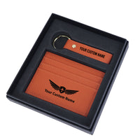 Thumbnail for Your Custom Name/Text Genuine Leather Cardholder Key Ring Gift Box Set
